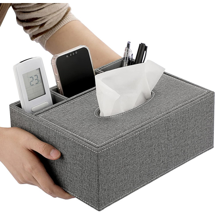 Скляна коробка для серветок BTSKY з пультом дистанційного керування, сірого кольору. Організатор для дому, настільний органайзер.