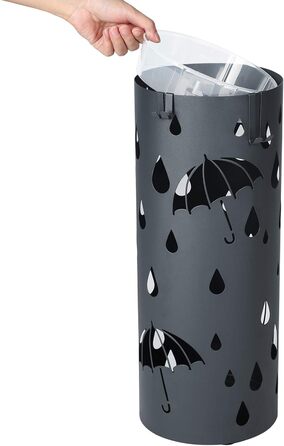 SONGMICS Umbrella Stand - White & Anthracite - 49 x 19.5 cm