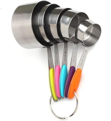 5/10Pcs Stainless Steel Measuring Set, Stackable Measuring Cups and Spoons Set for Kitchen, Tea, Coffee, Baking, Measuring Tool (5Pcs Cup Set)