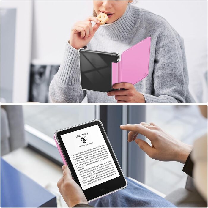 Чохол Fintie для Kindle 6 (11-го покоління) 2024/2022, прозорий, з функцією авто-сплячки, для Kindle Basic 2024, колір агави-зелений (ліловий-рожевий)