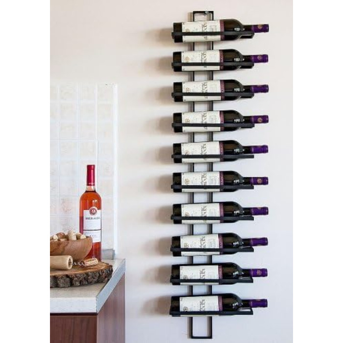 DanDiBo Wine Rack Bottle Shelf Metal Black Wall Mounted - This 116 cm (45.7 in) unit holds 10 bottles - Bottle Stand Bottle Holder