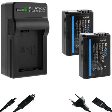 Акумулятор Blumax сумісний з Sony NP-FW50 1030mAh + Двоканальний зарядний пристрій для Sony Alpha 7/7II/7R/7S II/6300/6500/NEX-7/NEX-F3/DSC-RX10 IV/ZV-E10