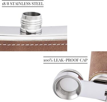 Фляга з гравіюванням, набір фляги з чашкою та воронкою, персоналізовані подарунки (8oz/237ml, коричнева)