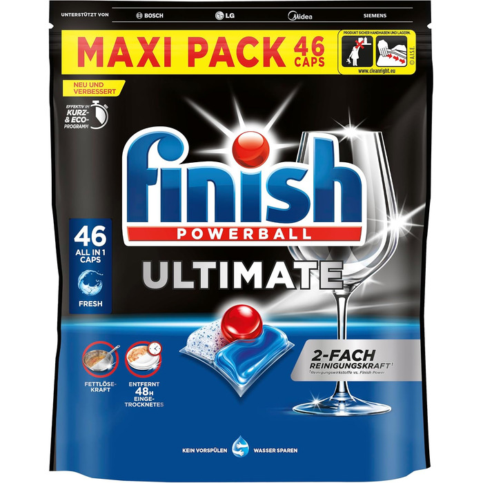 Таблетки для посудомийних машин Finish Ultimate Fresh, XXL упаковка, 276 шт (6х46), для максимального очищення та блиску