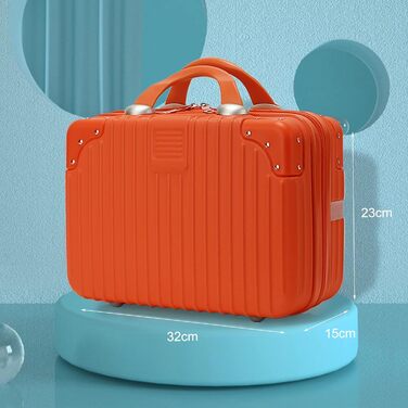 Waterproof Cosmetic Case Makeup Bag Lightweight Carry-on Beauty Case with Handle and Zipper, Women's Wear-resistant Hard Shell Travel Vanity Bag for Trip (Orange)