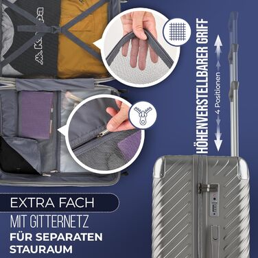 Чемодан дорожній 28 дюймів (XL) 120L, срібний, з роликами, захистом кутів та відділенням для ноутбука (75x50x33)