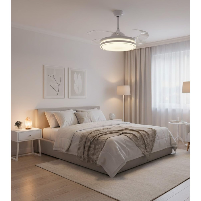 Вентилятор стельовий Bel Air Asgard 108 см з LED підсвіткою, дистанційним керуванням та зимовим режимом (білий)