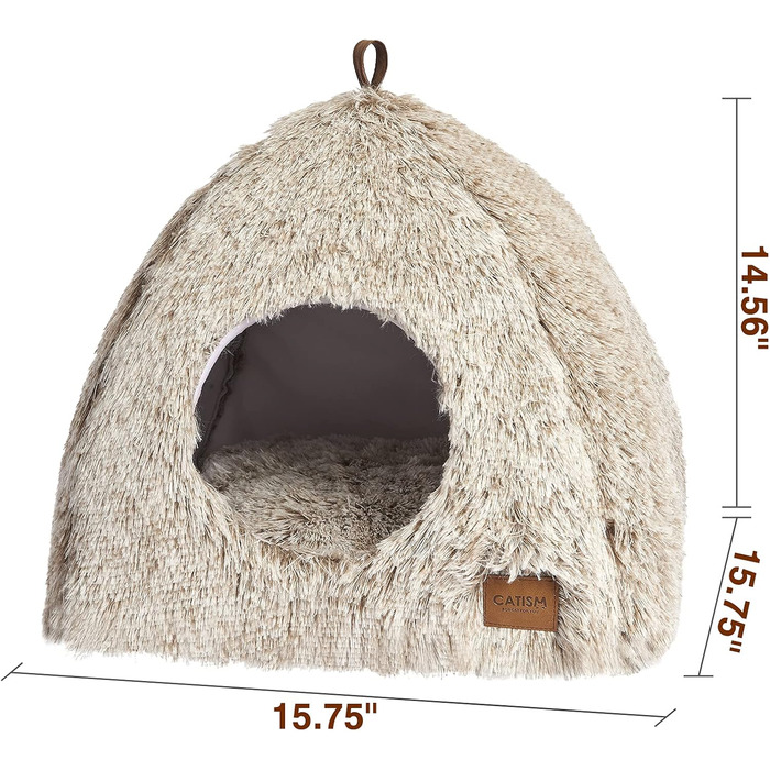 Cat Bed Washable Cat Sleeping Place for Cats Cat Cave Plush Pet Cat Head Pillow Cat House Cat Cushion Fluffy Kitten Puppy Snuggle Bed Pet Bed White (Coffee, Medium)