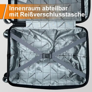 Чемодан Ribelli Handgepäck, 70L, з жорстким корпусом, на 4 колесах, з TSA-замком, телескопічний ручка, L-XL-XXL комплект (03201-чорний, L (50л))