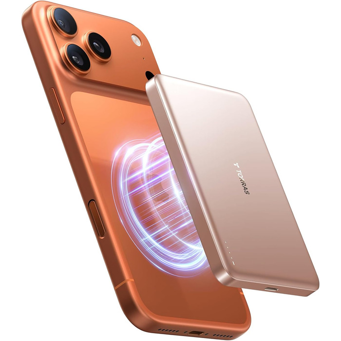 TORRAS MiniMag Powerbank: акумулятор 10000mAh з MagSafe, 22.5W, USB-C, для iPhone 17 Pro Max/Air/16/15/14/13/12, колір Desert Titan Gold