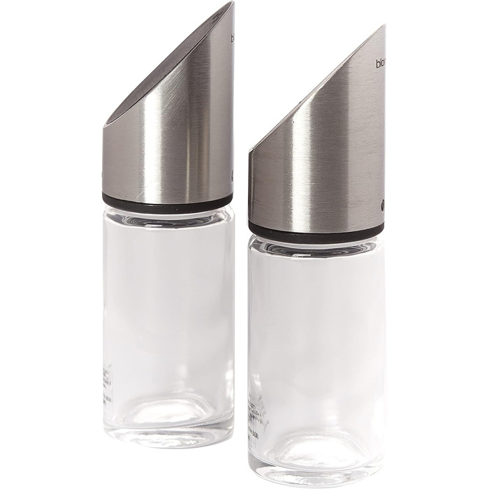 Набір для солі та перцю Blomus LIVO з скла та нержавіючої сталі, 2 шт., точне дозування, преміум-якість (11,5 x 3,5 см)