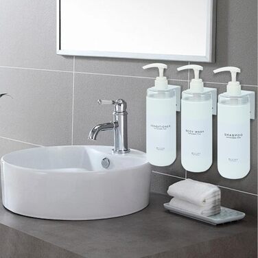 Набір дозаторів для душу GOYISEE, 3 шт. сірого кольору для мила та шампуню, аксесуари для ванної кімнати