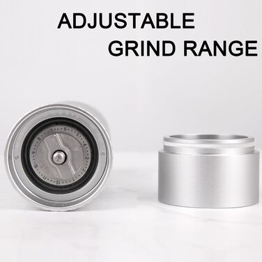 Homnoble Professional Salt Mill, High-Performance Manual Metal Salt Mill, Robust Refillable Salt Mill with 12 Adjustable Coarseness Settings and Ceramic Grinder