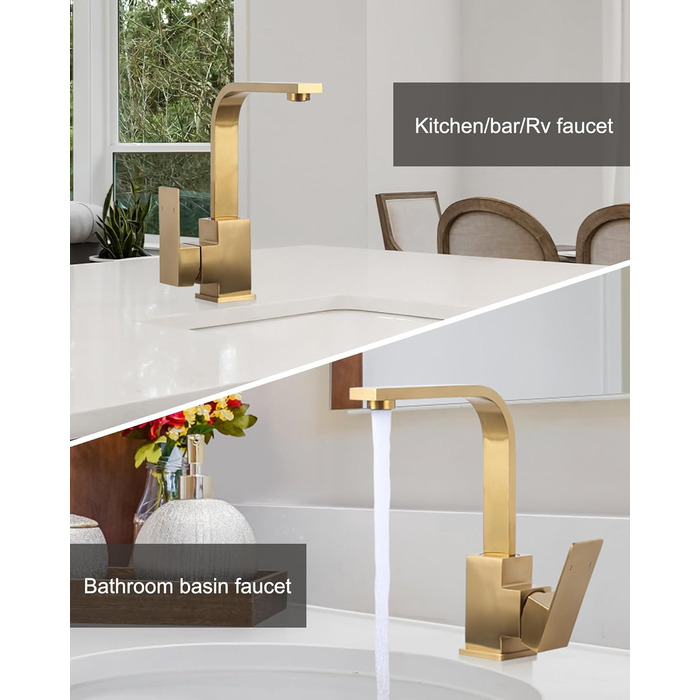 Кухонний змішувач з нержавіючої сталі, поворотний на 360°, для кухні, вантажівки, ванної кімнати, золотий