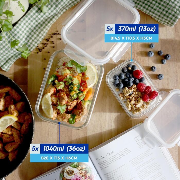 Набір скляних контейнерів для зберігання продуктів Harbour Housewares - 10 шт. з кришками (2 розміри)