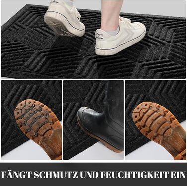 Килимок Yimobra: грязезбірний, антиковзаючий, миючий, вологостійкий для дому та вулиці (92 x 61 см, чорний)