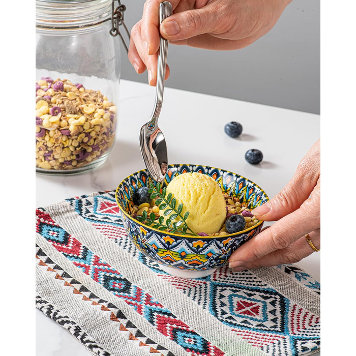 Набір керамічних мисок HENXFEN для мюслі, супу, салату та пасти (6 шт.) - богемний стиль