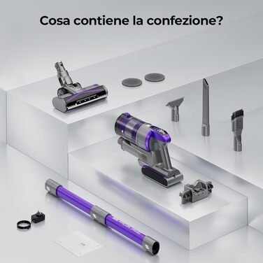 Бездротовий пилосос Vozascly X18: 33KPA, 500W, 65 хвилин роботи, 4-в-1, 4 рівні потужності, для підлоги, килима, шерсті тварин
