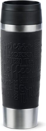 Термокружка Emsa N20220 Travel Mug Classic, 0.5 л, нержавіюча сталь, чорна, з кришкою Comfort-Verschluss, 6 год гаряча, 12 год холодна, 100% герметична, для подорожей