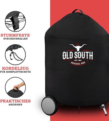 Чохол для гриля Old South, водонепроникний, для круглих вугільних грилів Weber, Napoleon, Brinkmann, Char Broil, Ø 57 см, чорний (Ø77 x 90 см)