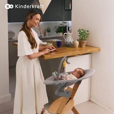 Дитяча подушка для стільчика Kinderkraft ENOCK, м'яка, з ременями, легко миється, гіпоалергенна, чорна, для стільчика CALMEE, сірий