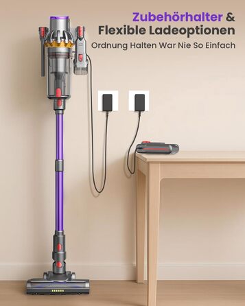 Бездротовий акумуляторний пилосос MAUOKE 45000Pa з LED-дисплеєм та V-подібною насадкою, 6-в-1 для дому, килимів, твердих поверхонь та видалення шерсті тварин