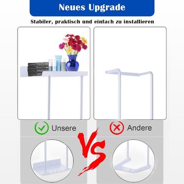Тримач для рушників без свердління, висувний, з полицею, самоклеючий, для ванної кімнати, 38-75 см, білий