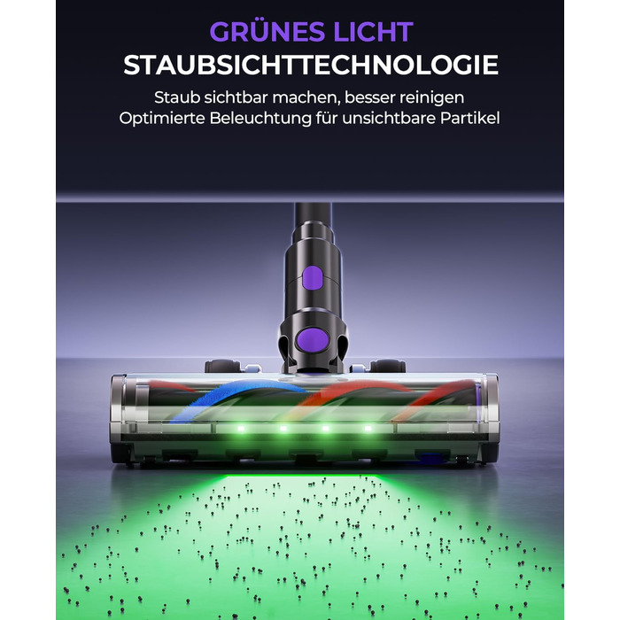 Бездротовий пилосос P9 Pro: потужний акумуляторний пилосос з LED-підсвіткою, 55KPA, 580W, 70 хвилин роботи, антизаплутувальна щітка, для підлоги, килима, шерсті тварин