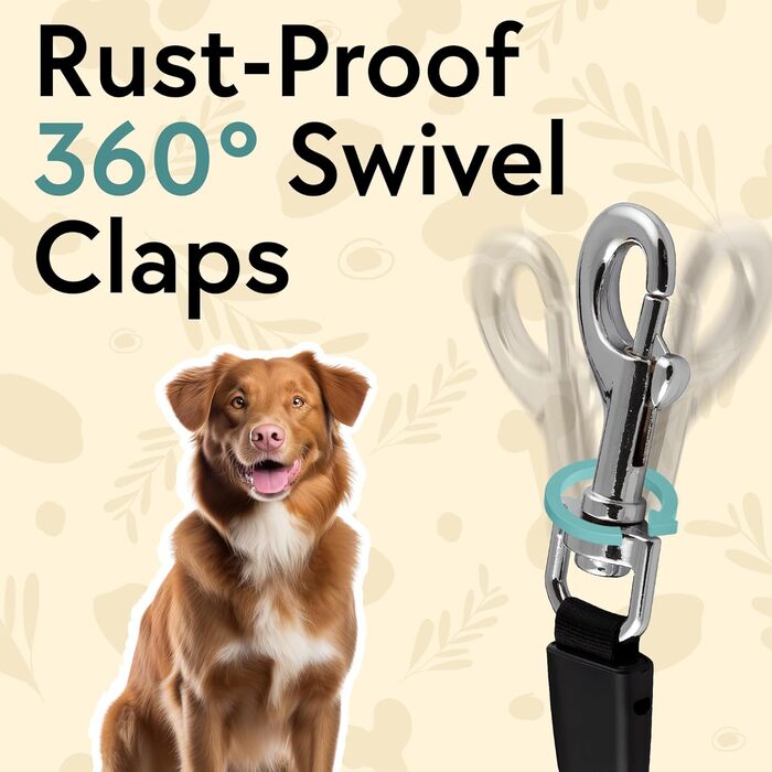 Висувна поводок для собак, 360°, 5 м міцного нейлону з гальмом однією рукою та фіксатором для тренувань та прогулянок, підходить для собак будь-якого розміру