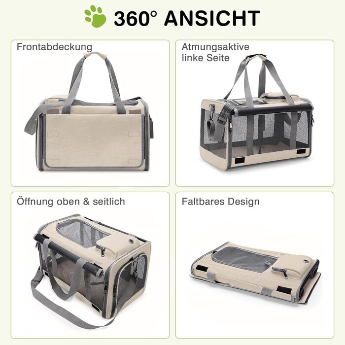 Сумка-переноска для котів та собак до 9 кг ALLSOPETS, дихаюча, для подорожей та до ветеринара, кольоро хаврі