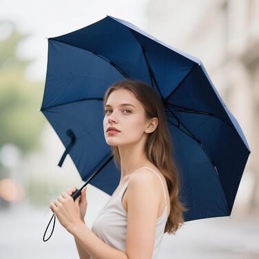 Вітростійкий туристичний парасолька SIEPASA, компактний автоматичний парасолька для подорожей, Marineblau (темно-синій), 42 дюйми