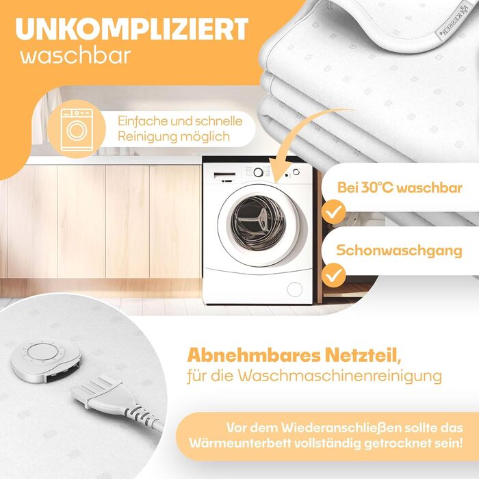 Електрична ковдра KESSER® з автовимкненням та пультом дистанційного керування | 3 температурні режими | Підійде для будь-якого ліжка | Тепла ковдра з м'якого флісу | Білий колір, без візерунка (160x140 см)