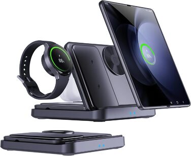Бездротова зарядка 3-в-1 для Samsung Galaxy Z Fold 7/6/5, Z Flip 6/5/4/3, S23/S22, Note20/10 Ultra, Watch 6/5/Pro/4/3, Earbuds 2/2 Pro/Live