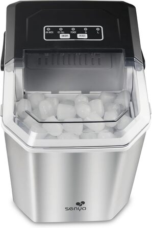 Машина для приготування льоду SENYA – 2 розміри кубиків, 12 кг/24 год, бак 1,3 л, LED-дисплей, інфрачервоне виявлення, нержавіюча сталь