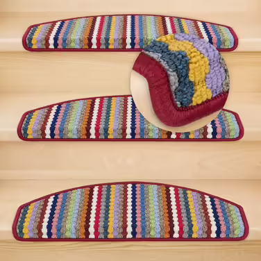 Комплект килимків для сходів Metzker Multistripe, напівкруглі, різнокольорові, 18 шт.