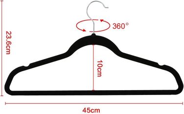 Yaheetech Velvet Clothes Hangers, Wardrobe Hangers, 100 Pack Suit Hangers, Non-Slip Surface, Laundry Hangers with 360° Swivel Hook, Black