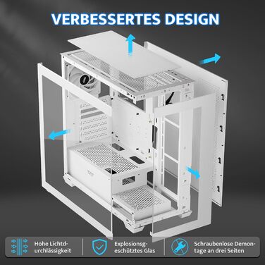 darkFlash DS900: Корпус для ПК ATX Mid-Tower з 4 PWM ARGB-вентиляторами, подвійна скляна панель, підтримка радіаторів водяного охолодження 360mm, USB Type-C, чорний