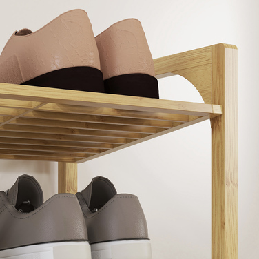HOMCOM Bamboo Shoe Rack Shoe Organizer 4-Tier for up to 12 Pairs of Shoes with Handle for Entrance Bedroom 76 x 33 x 67 cm Natural