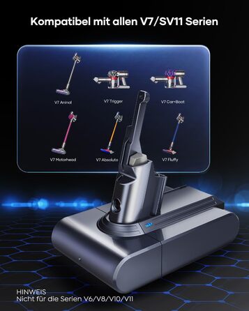 Акумулятор FLYLINKTECH 8.0Ah V8 для пилососів Dyson V8 Absolute/Animal/Fluffy/Motorhead SV10 з 2+1 фільтрами та 4 шурупами