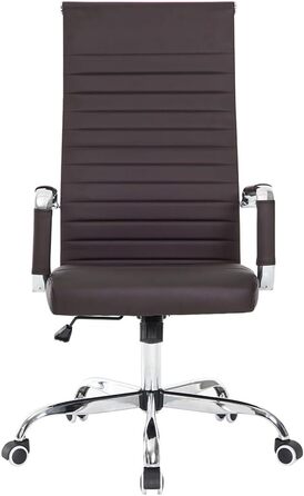 Ергономічне крісло BAKAJI для офісу: комп'ютерне крісло з високою спинкою, регульовані підлокітники, функція гойдання, до 136 кг, коричневе