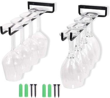 Тримач для келихів Yhuasia (2 шт.) - рейка для склянок, металева підвісна конструкція для бару, кухні, ресторану, пабу, чорний