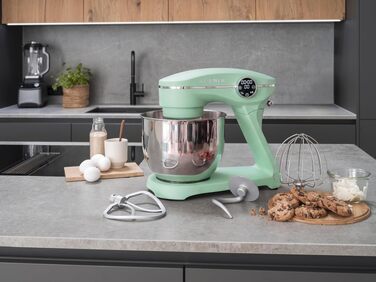 Кухонний комбайн KLAMER 1800W, планетарний міксер для тіста з чашею з нержавіючої сталі 6л (Premium Mint)