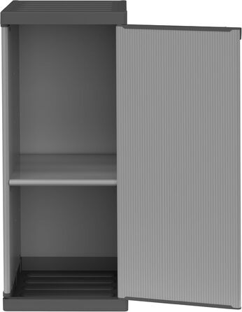 Mongardi W2016 cabinet made of PVC and PP resin, 1 door, 1 shelf, easy assembly, modular system, robust, suitable for indoor and outdoor areas, 34 W x 40 D x 85 H cm, Black and Grey