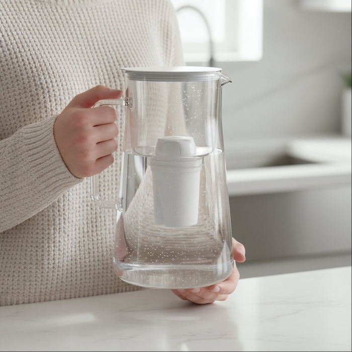 Скляний фільтр-глечик Aquafloow ClassGlass White + 11 фільтрів Class