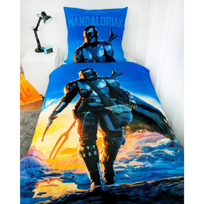 Постільна ковдра та наволочка Star Wars The Mandalorian, 100% бавовна, 135x200 см, 80x80 см