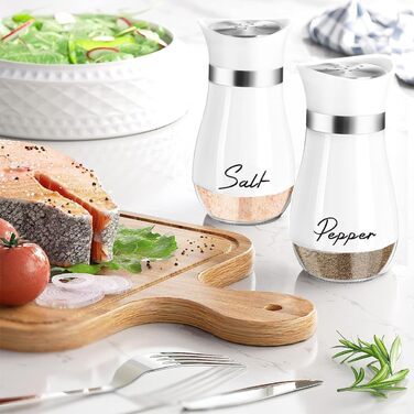 Набір для солі та перцю з нержавіючої сталі з скляною пляшечкою, диспенсер для спецій, аксесуари для кухні, дому, ресторану, обіднього столу (білий)