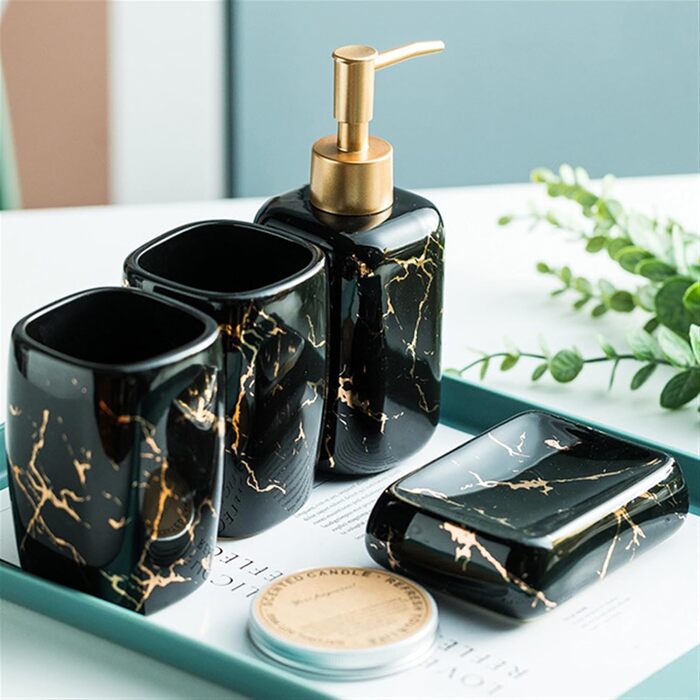 Набір для ванної кімнати Icegrey (4 шт) - розкішний аксесуар, зелений колір. Набір для ванної кімнати, декор, світло, розкіш.