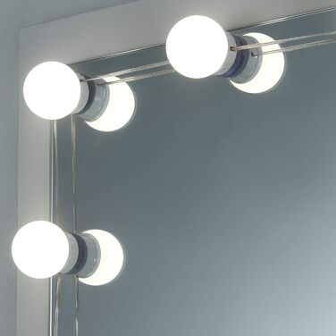 Туалетний столик WOLTU з LED підсвіткою, дзеркалом, 2 шухлядами та органайзером для прикрас, 90x153x40 см, білий/золотий, метал і дерево, MB6076ws