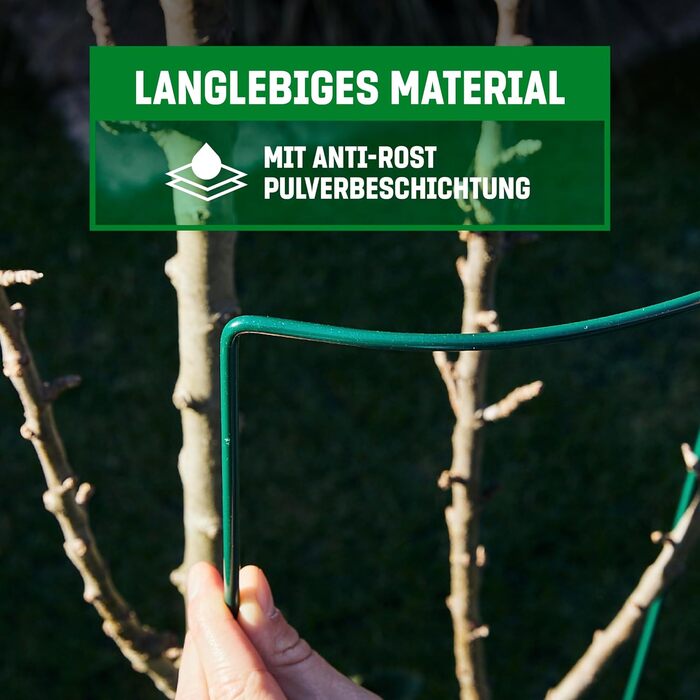 GardenGloss® підпори для кущів зі сталевим покриттям (10 шт) – напівкруглі підставки для квітів 70×40 см, опори для гортензій і троянд, сталева підпора для рослин