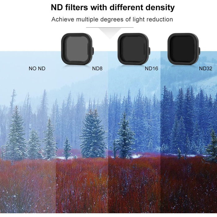 Фільтри SOONSUN CPL, ND8, ND16, ND32 для GoPro Hero 12, 11, 10, 9 - Набір нейтральних фільтрів та поляризатора, захист об'єктива, 4 шт.